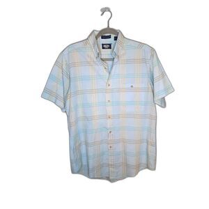 Knights Bridge For Men Button Down Short Sleeve Blue Shirt Size Medium